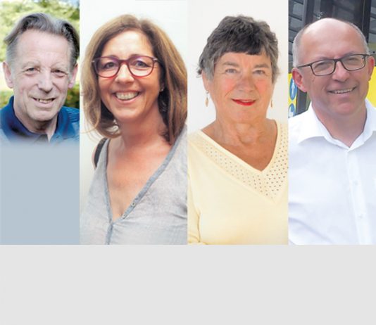 Menschen v.l.: Elmar Hosp, Ulrike Schallert, Gertraud Six, Michael Strieder