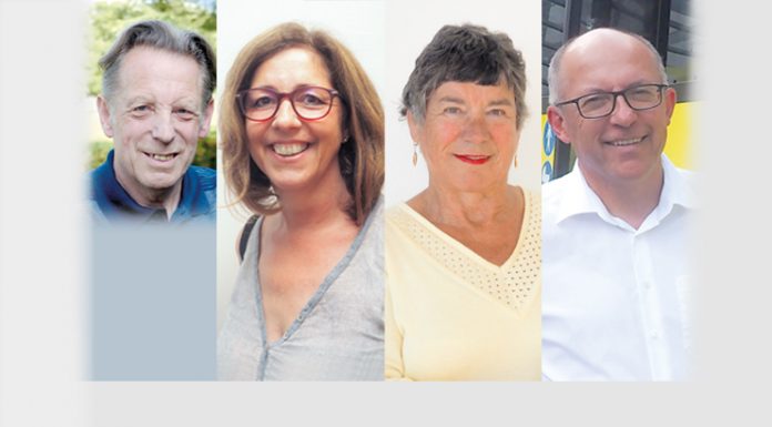 Menschen v.l.: Elmar Hosp, Ulrike Schallert, Gertraud Six, Michael Strieder